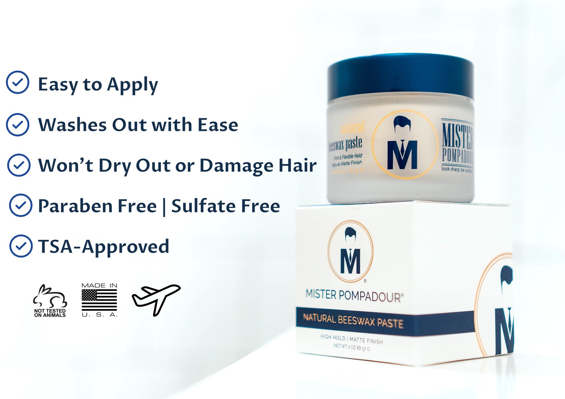 Mister Pompadour - Natural Beeswax Paste, 2 oz